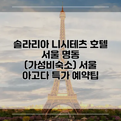 솔라리아 니시테츠 호텔 서울 명동 (가성비숙소) 서울 아고다 특가 예약팁