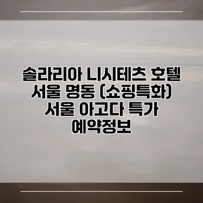 솔라리아 니시테츠 호텔 서울 명동 (쇼핑특화) 서울 아고다 특가 예약정보