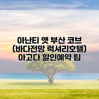 아난티 앳 부산 코브 (바다전망 럭셔리호텔) 아고다 할인예약 팁