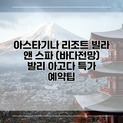 아스타기나 리조트 빌라 앤 스파 (바다전망) 발리 아고다 특가 예약팁