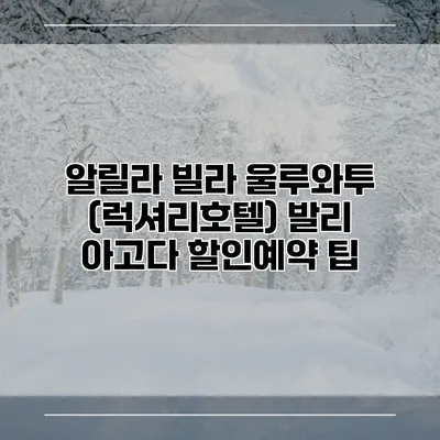 알릴라 빌라 울루와투 (럭셔리호텔) 발리 아고다 할인예약 팁
