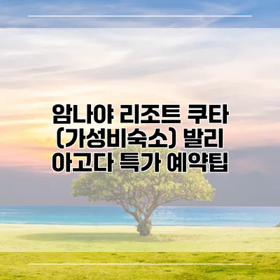 암나야 리조트 쿠타 (가성비숙소) 발리 아고다 특가 예약팁