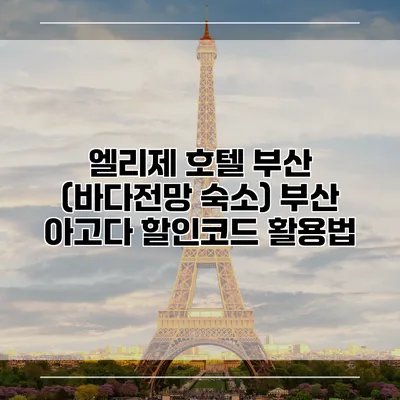 엘리제 호텔 부산 (바다전망 숙소) 부산 아고다 할인코드 활용법