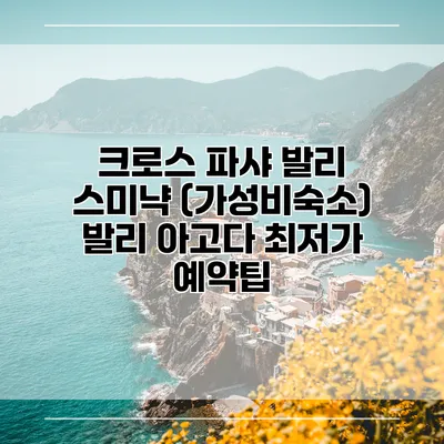 크로스 파샤 발리 스미냑 (가성비숙소) 발리 아고다 최저가 예약팁