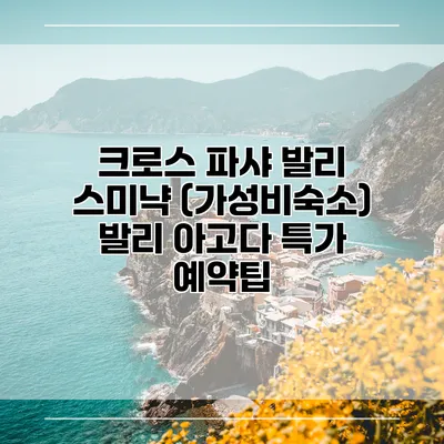 크로스 파샤 발리 스미냑 (가성비숙소) 발리 아고다 특가 예약팁
