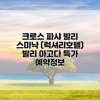 크로스 파샤 발리 스미냑 (럭셔리호텔) 발리 아고다 특가 예약정보