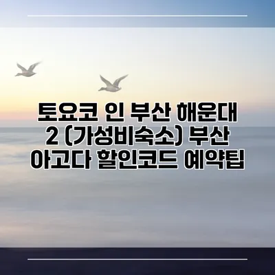토요코 인 부산 해운대 2 (가성비숙소) 부산 아고다 할인코드 예약팁