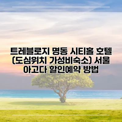 트레블로지 명동 시티홀 호텔 (도심위치 가성비숙소) 서울 아고다 할인예약 방법