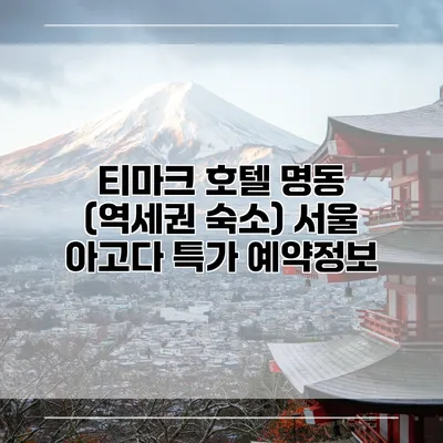 티마크 호텔 명동 (역세권 숙소) 서울 아고다 특가 예약정보