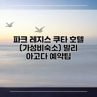 파크 레지스 쿠타 호텔 (가성비숙소) 발리 아고다 예약팁