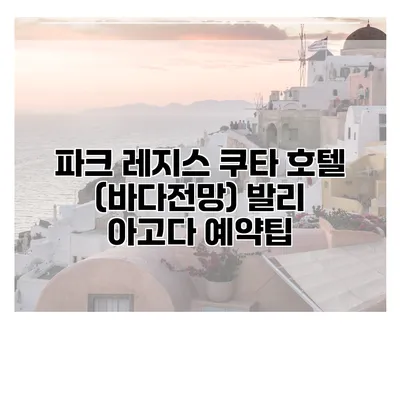 파크 레지스 쿠타 호텔 (바다전망) 발리 아고다 예약팁