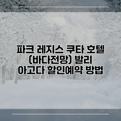파크 레지스 쿠타 호텔 (바다전망) 발리 아고다 할인예약 방법