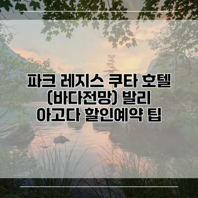 파크 레지스 쿠타 호텔 (바다전망) 발리 아고다 할인예약 팁