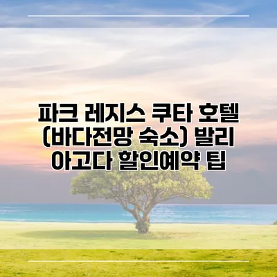 파크 레지스 쿠타 호텔 (바다전망 숙소) 발리 아고다 할인예약 팁