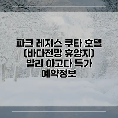 파크 레지스 쿠타 호텔 (바다전망 휴양지) 발리 아고다 특가 예약정보