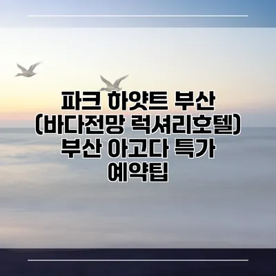 파크 하얏트 부산 (바다전망 럭셔리호텔) 부산 아고다 특가 예약팁