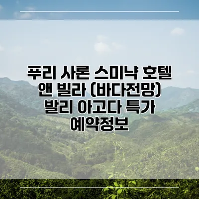 푸리 사론 스미냑 호텔 앤 빌라 (바다전망) 발리 아고다 특가 예약정보