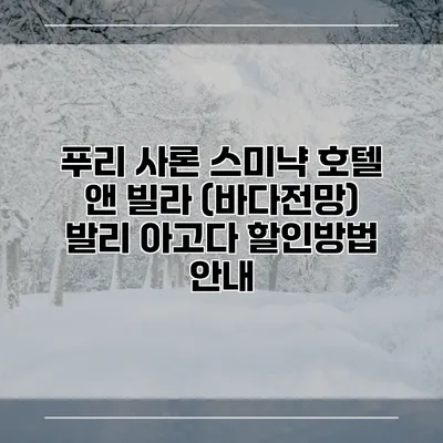 푸리 사론 스미냑 호텔 앤 빌라 (바다전망) 발리 아고다 할인방법 안내