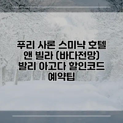 푸리 사론 스미냑 호텔 앤 빌라 (바다전망) 발리 아고다 할인코드 예약팁