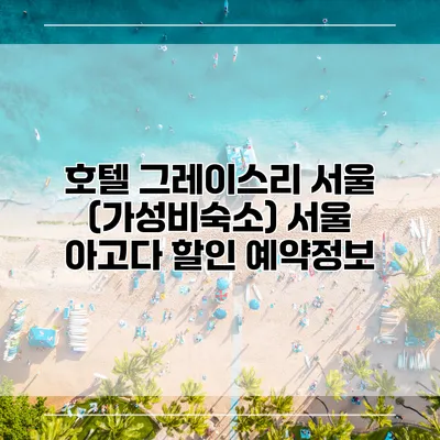 호텔 그레이스리 서울 (가성비숙소) 서울 아고다 할인 예약정보