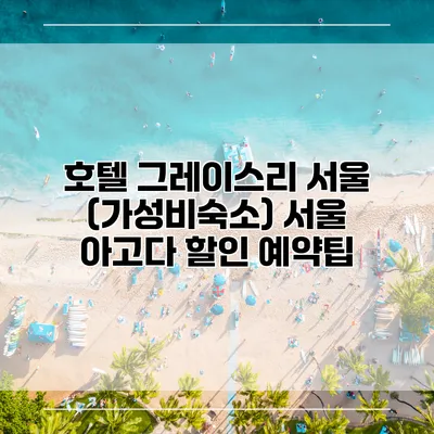 호텔 그레이스리 서울 (가성비숙소) 서울 아고다 할인 예약팁