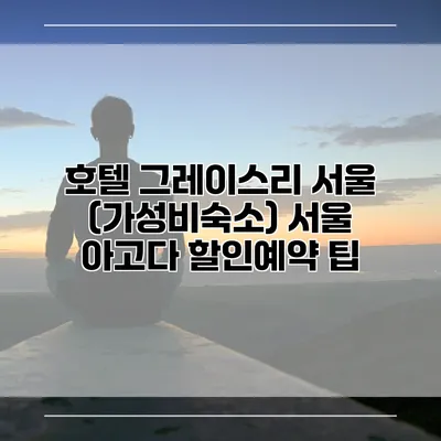 호텔 그레이스리 서울 (가성비숙소) 서울 아고다 할인예약 팁