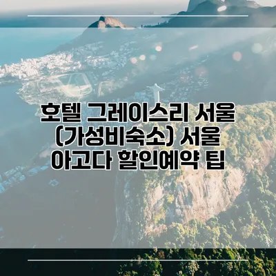 호텔 그레이스리 서울 (가성비숙소) 서울 아고다 할인예약 팁