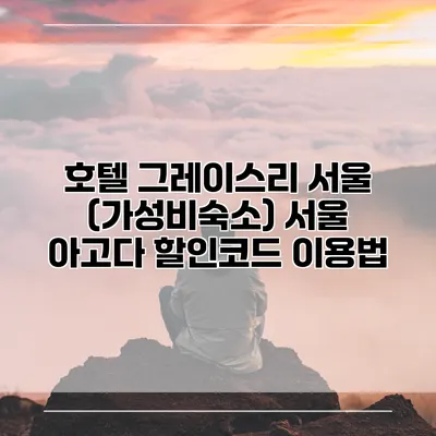 호텔 그레이스리 서울 (가성비숙소) 서울 아고다 할인코드 이용법