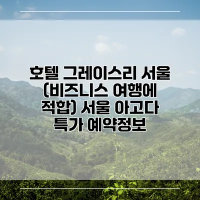 호텔 그레이스리 서울 (비즈니스 여행에 적합) 서울 아고다 특가 예약정보