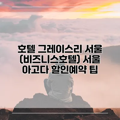 호텔 그레이스리 서울 (비즈니스호텔) 서울 아고다 할인예약 팁