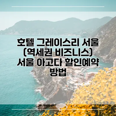 호텔 그레이스리 서울 (역세권 비즈니스) 서울 아고다 할인예약 방법