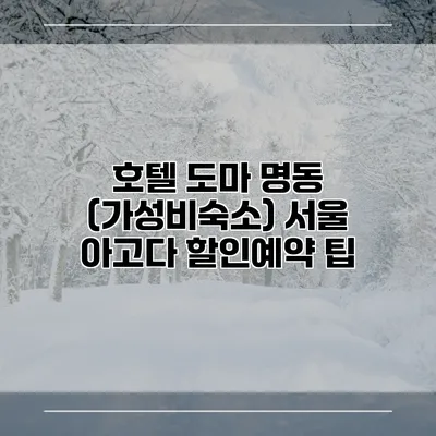 호텔 도마 명동 (가성비숙소) 서울 아고다 할인예약 팁