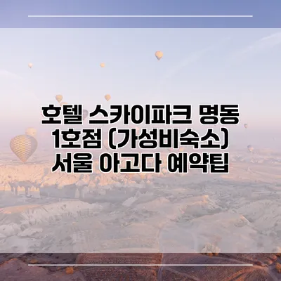 호텔 스카이파크 명동 1호점 (가성비숙소) 서울 아고다 예약팁