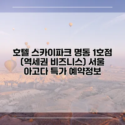호텔 스카이파크 명동 1호점 (역세권 비즈니스) 서울 아고다 특가 예약정보
