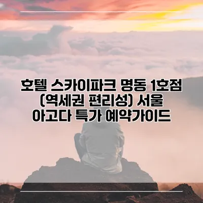 호텔 스카이파크 명동 1호점 (역세권 편리성) 서울 아고다 특가 예약가이드