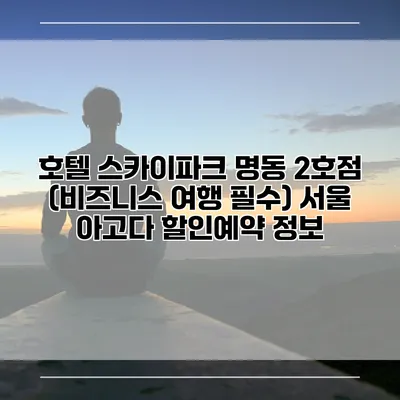 호텔 스카이파크 명동 2호점 (비즈니스 여행 필수) 서울 아고다 할인예약 정보