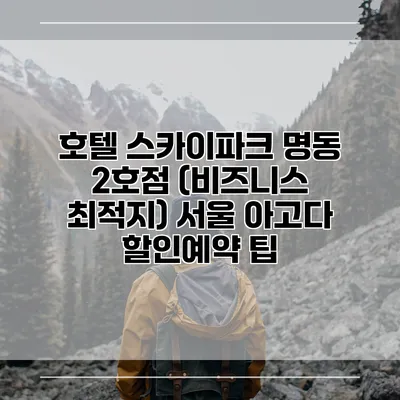 호텔 스카이파크 명동 2호점 (비즈니스 최적지) 서울 아고다 할인예약 팁
