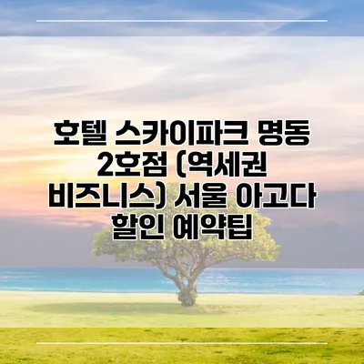 호텔 스카이파크 명동 2호점 (역세권 비즈니스) 서울 아고다 할인 예약팁