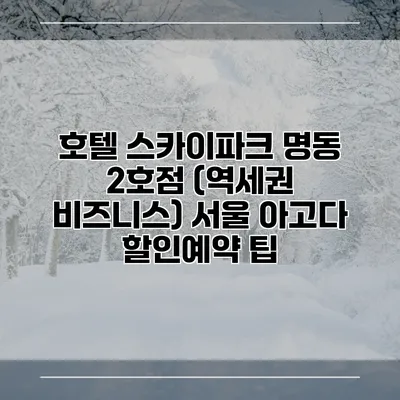 호텔 스카이파크 명동 2호점 (역세권 비즈니스) 서울 아고다 할인예약 팁