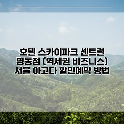 호텔 스카이파크 센트럴 명동점 (역세권 비즈니스) 서울 아고다 할인예약 방법