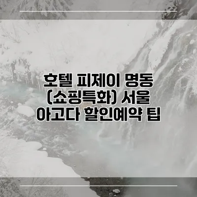 호텔 피제이 명동 (쇼핑특화) 서울 아고다 할인예약 팁